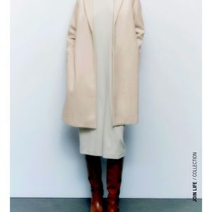 Zara Lapel Coat Beige/Taupe